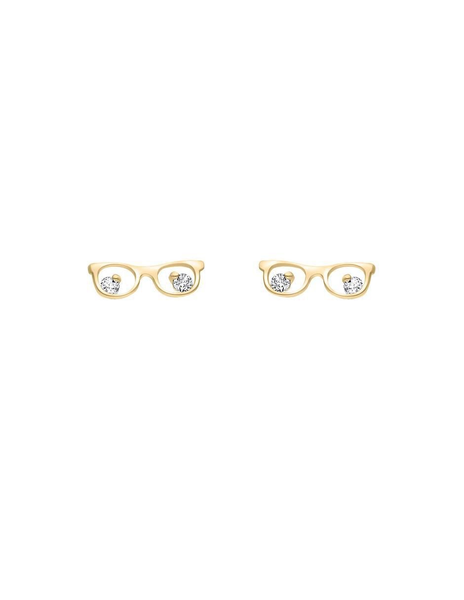 Broqueles de ojo de oro amarillo 10 K con acabado brillante zirconia