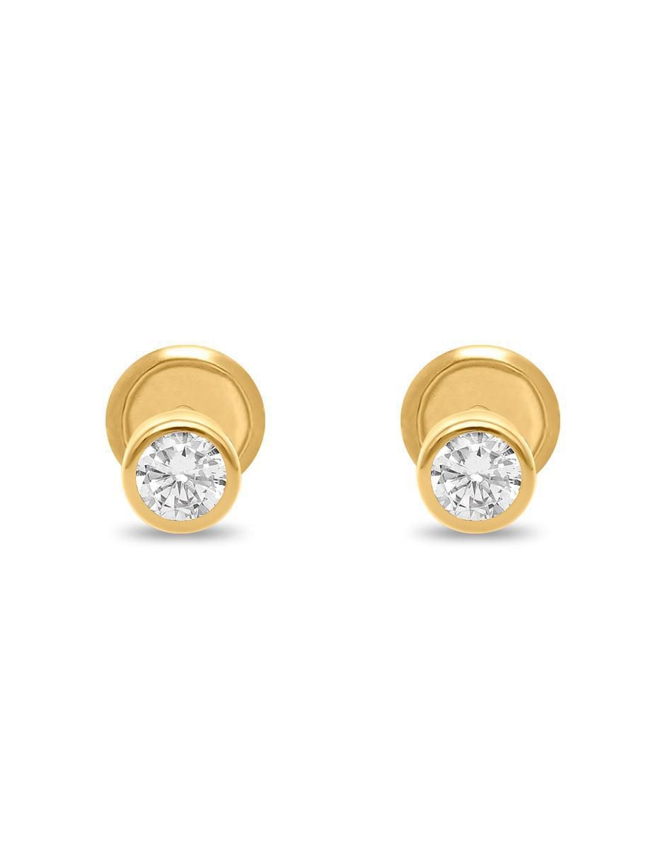 Broqueles circulares de oro amarillo con acabado brillante zirconia