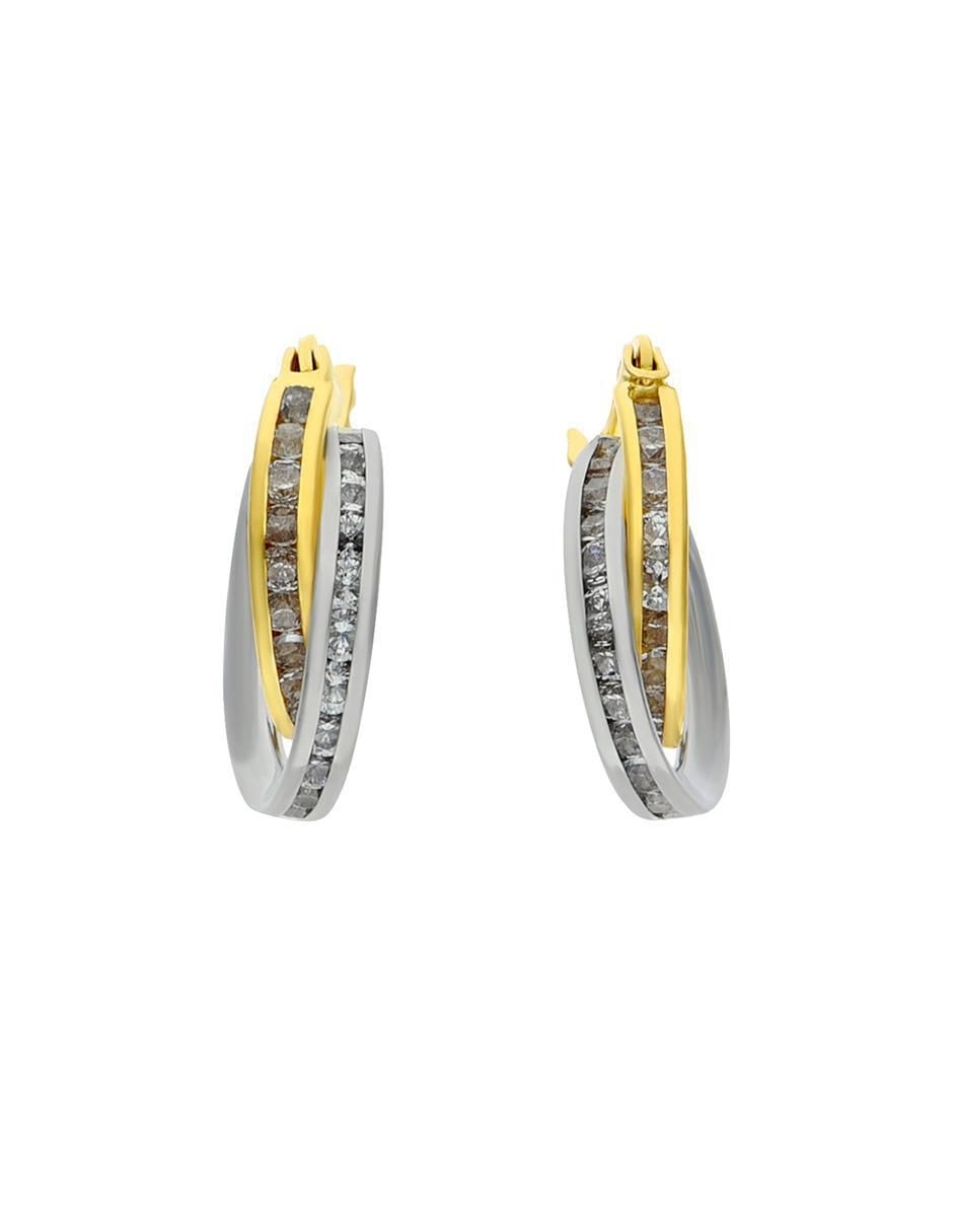 Arracadas de oro amarillo con acabado brillante zirconia