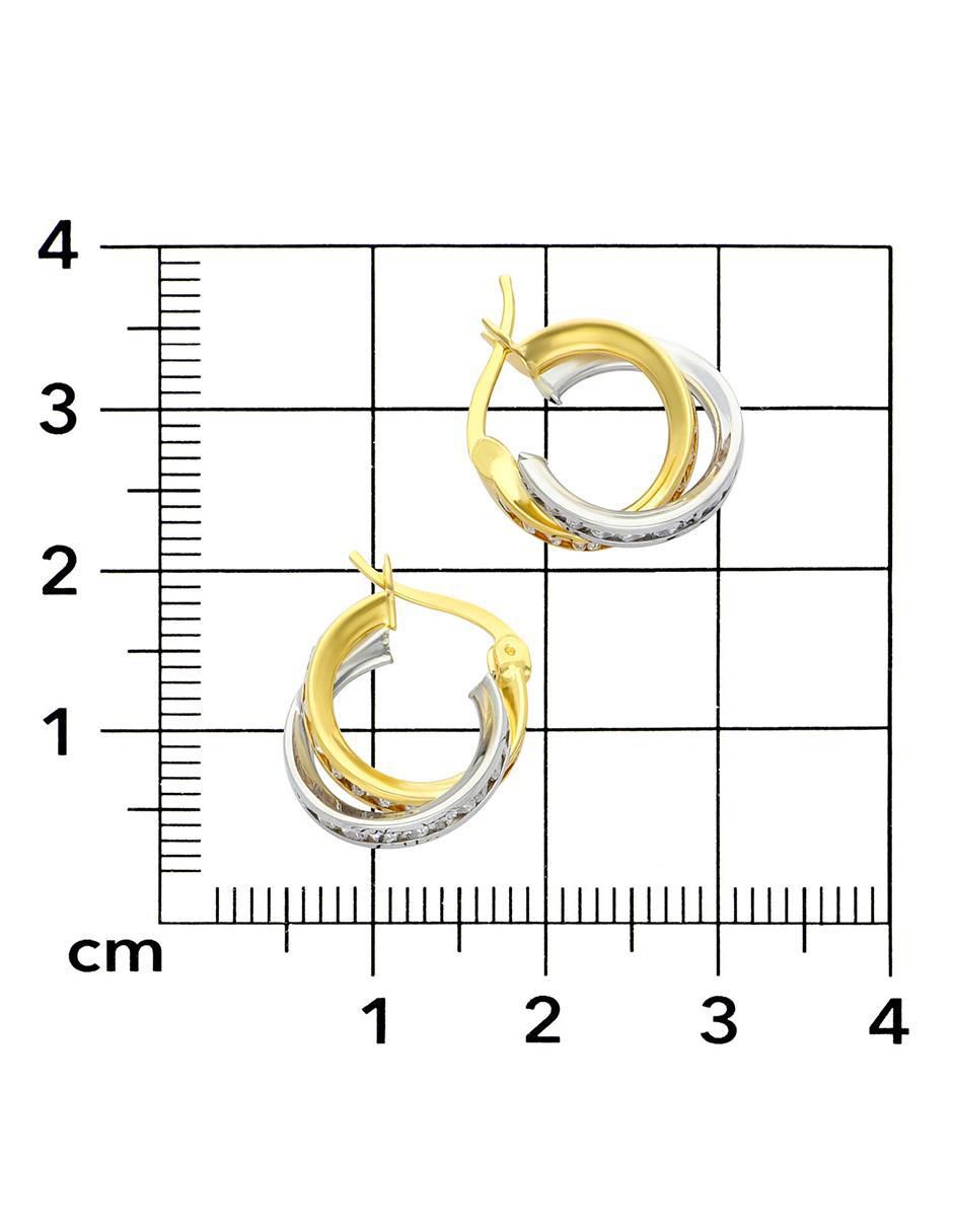 Arracadas de oro amarillo con acabado brillante zirconia 3