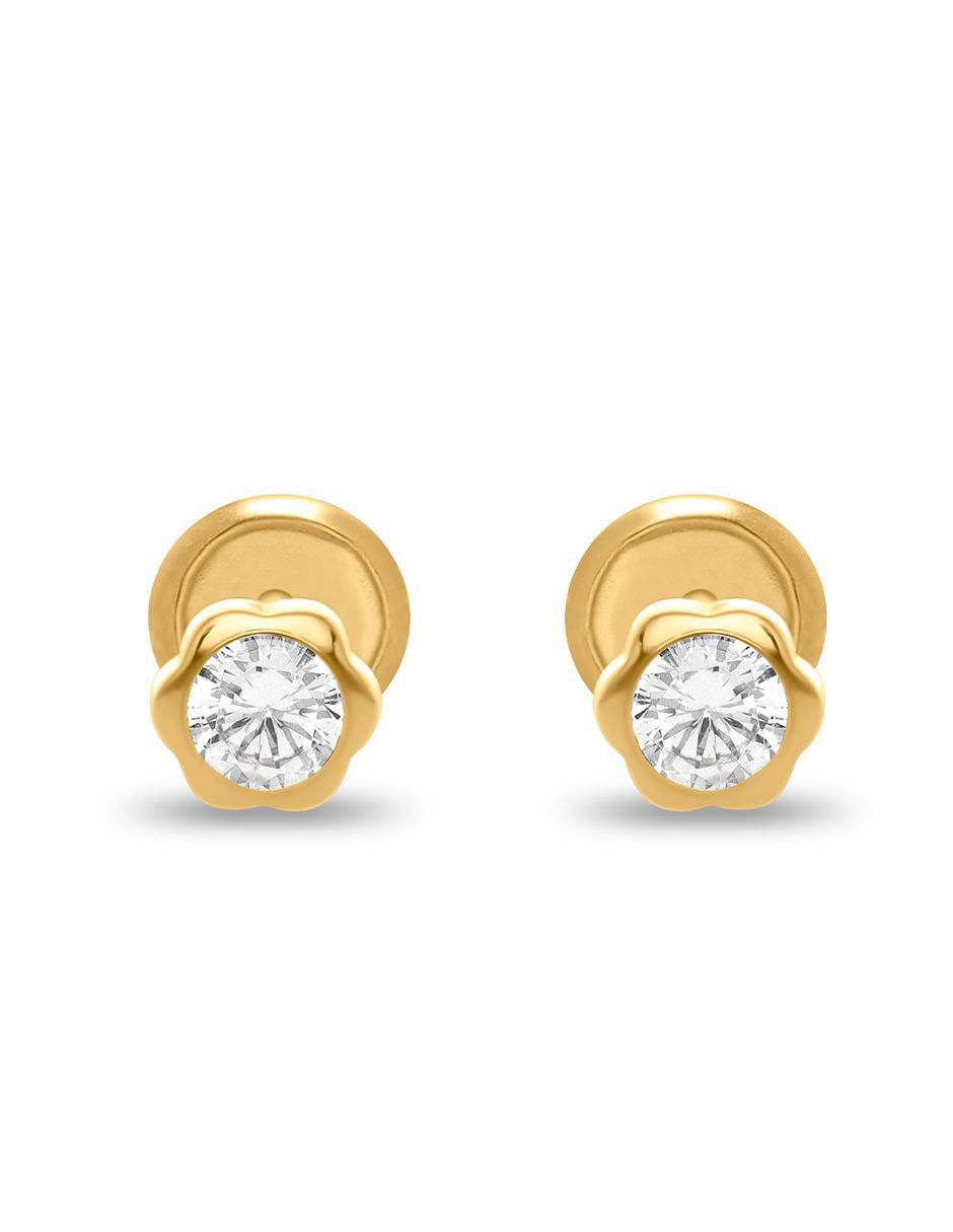 Broqueles circulares de oro amarillo con acabado brillante zirconia