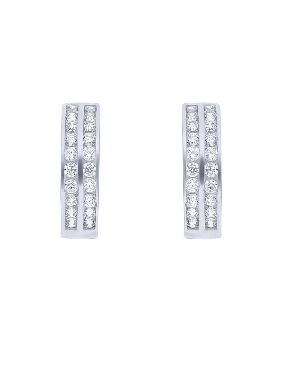 Arracadas de oro blanco con acabado brillante zirconia