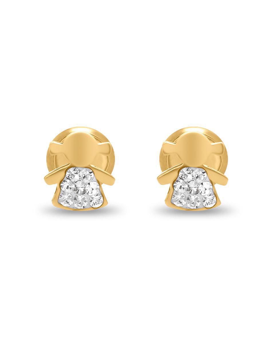 Broqueles de flor de oro amarillo con acabado brillante