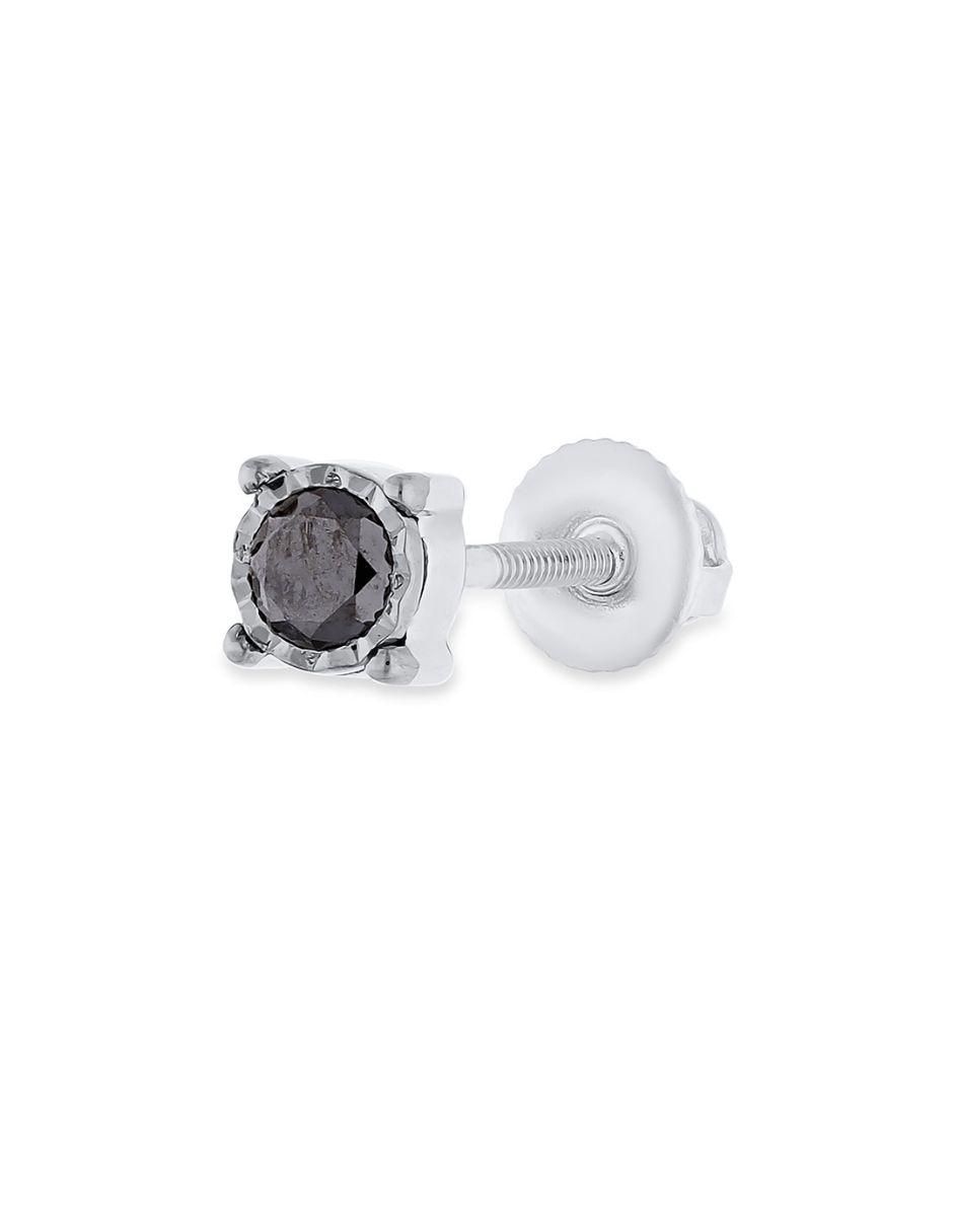 Broqueles circulares de oro blanco 14 K con acabado brillante diamante 4
