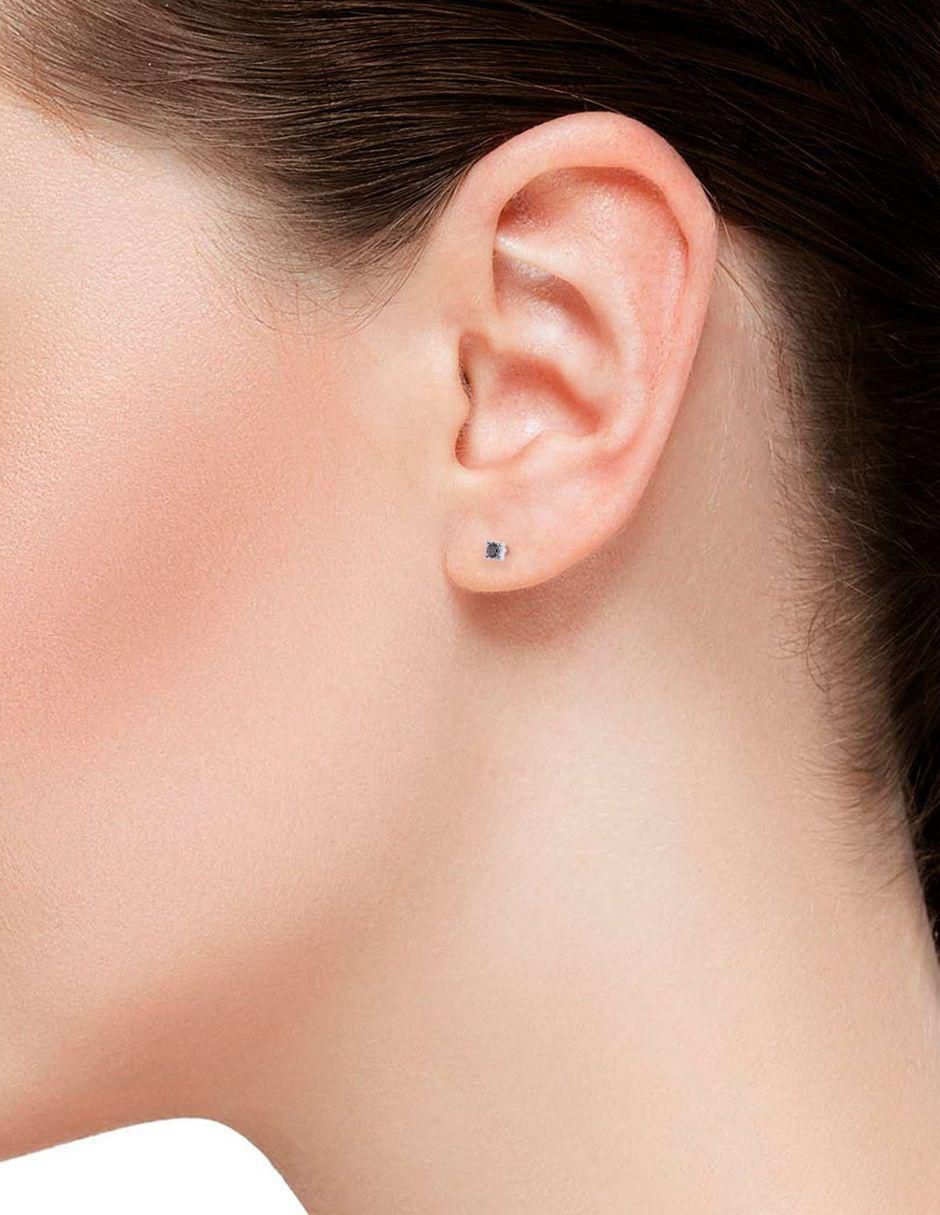 Broqueles circulares de oro blanco 14 K con acabado brillante diamante 5