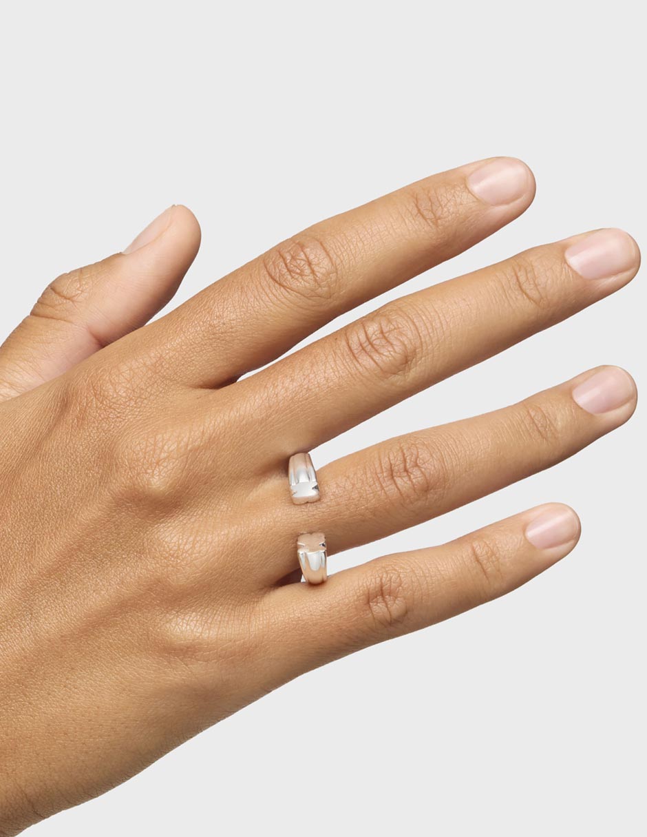 Anillo semicircular P 925 de plata brillante 6