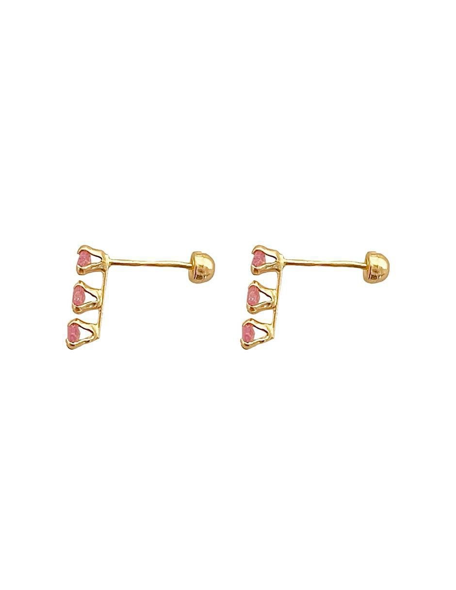Broqueles ovalados de oro con acabado brillante zirconia 4