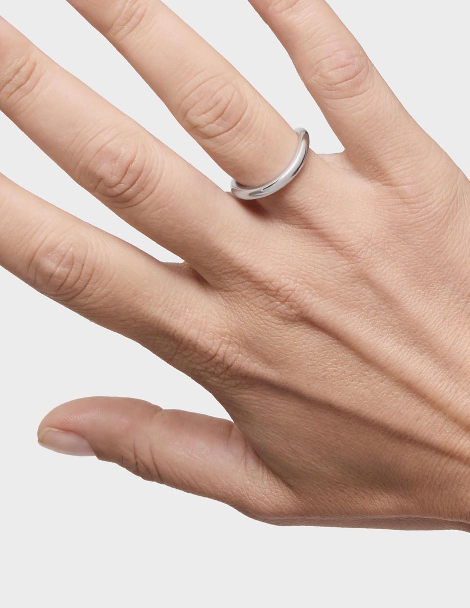Anillo redondo New Hav de oro blanco brillante 6