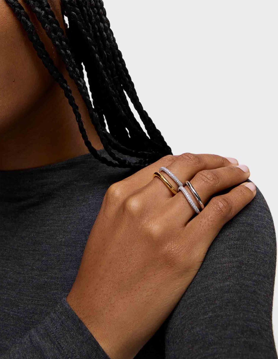 Anillo con gema New Hav 18 k de oro blanco diamante pavé 5