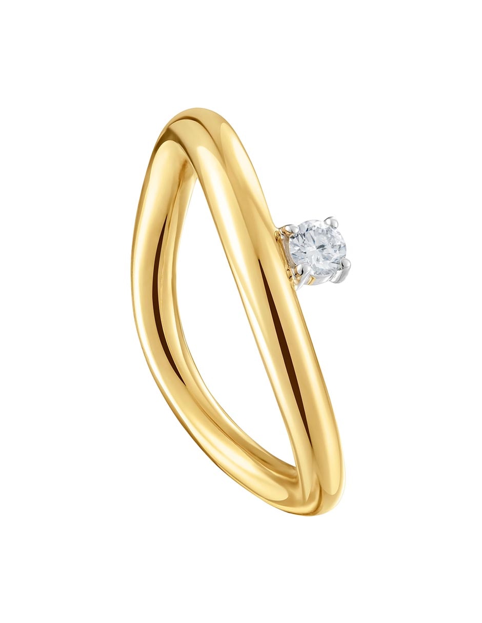 Anillo con gema redondo New Hav de oro amarillo diamante brillante 2