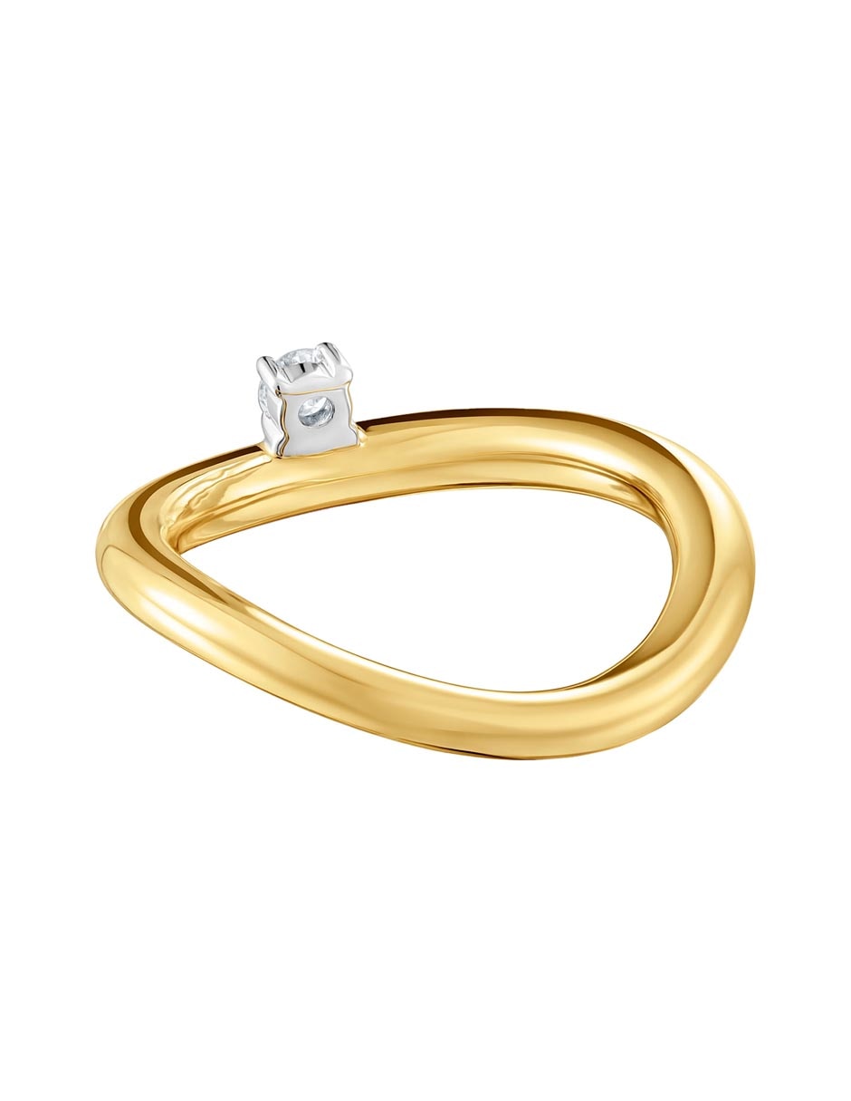 Anillo con gema redondo New Hav de oro amarillo diamante brillante 3