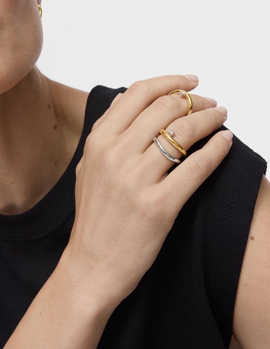 Anillo con gema redondo New Hav de oro amarillo diamante brillante 5