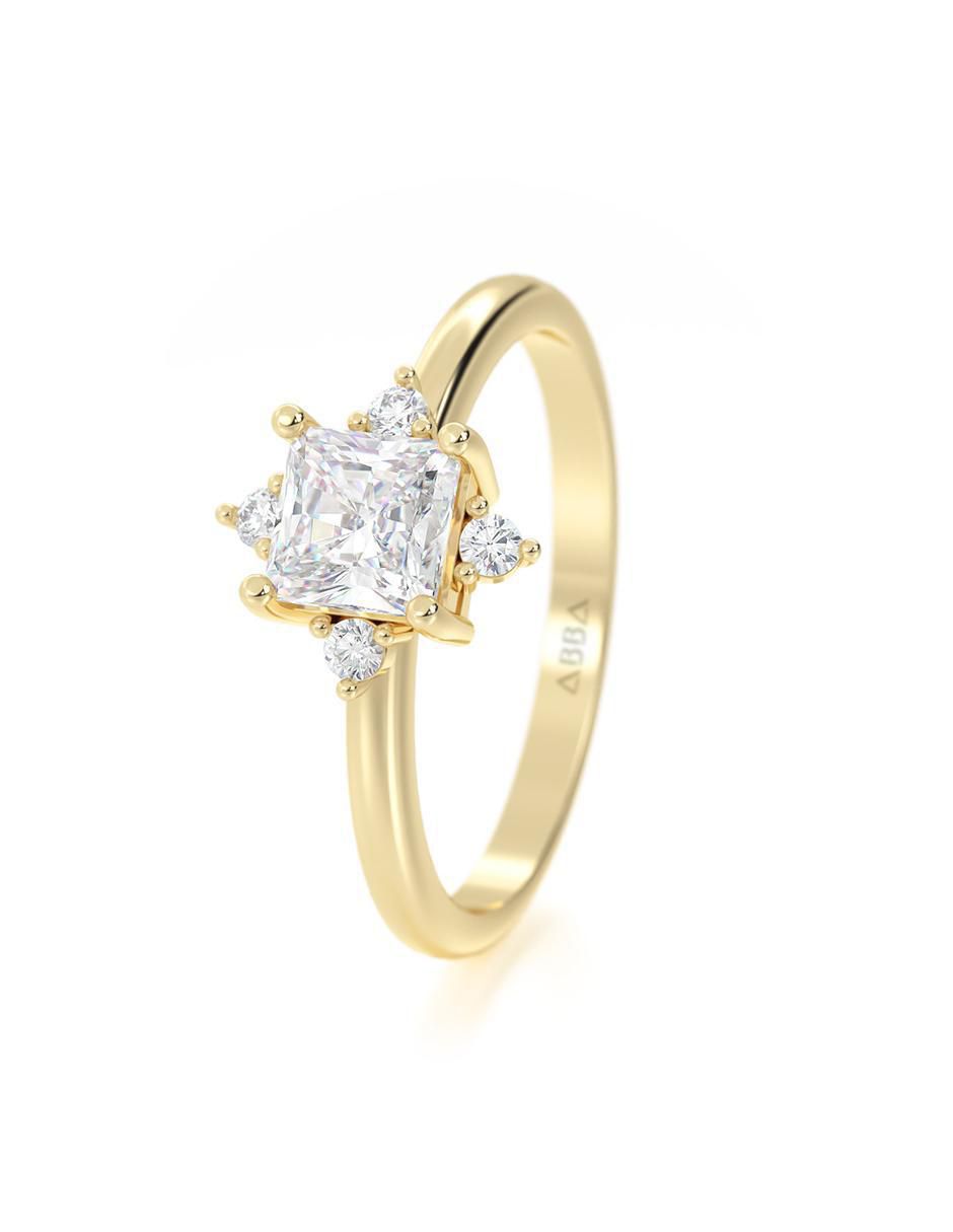 Anillo de compromiso "de" oro 14 k abba joyas sin familia zirconia