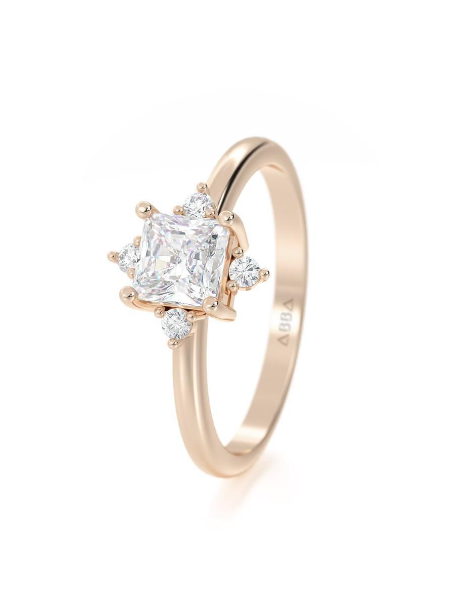 Anillo de compromiso de oro 14 K zirconia 2