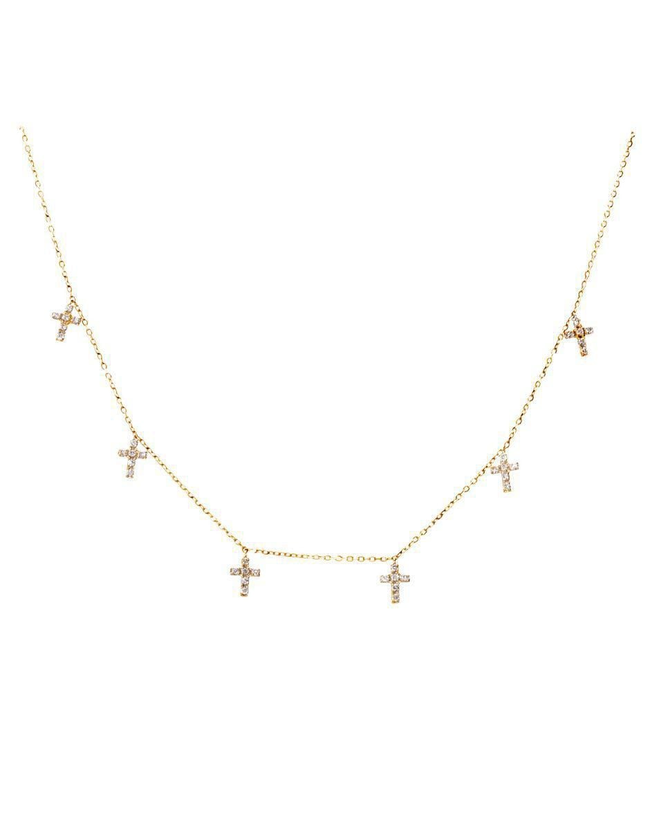 Gargantilla de cruz de oro amarillo 14 K
