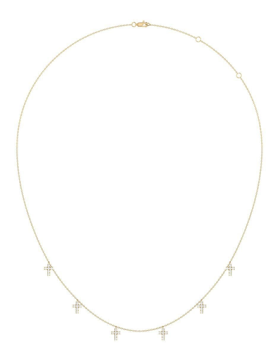 Gargantilla de cruz de oro amarillo 14 K 2