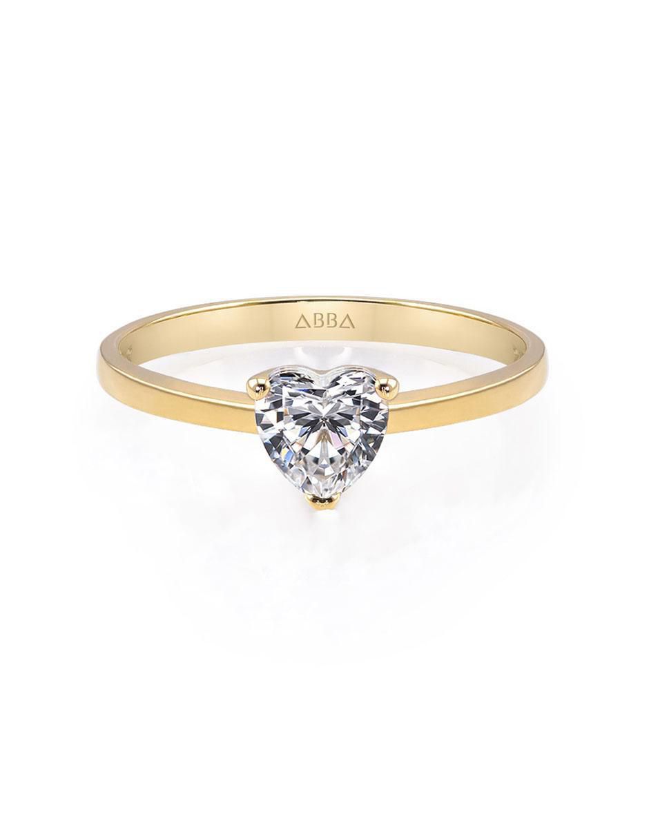 Anillo de compromiso de oro 14 K zirconia