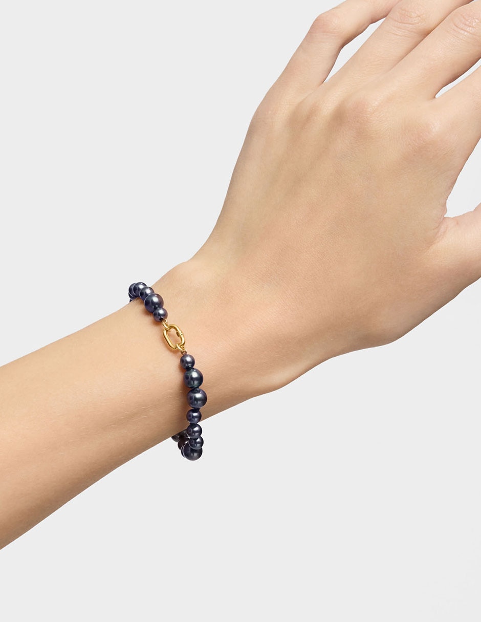 Pulsera de oro amarillo con perla 18 k Hold Oval 4