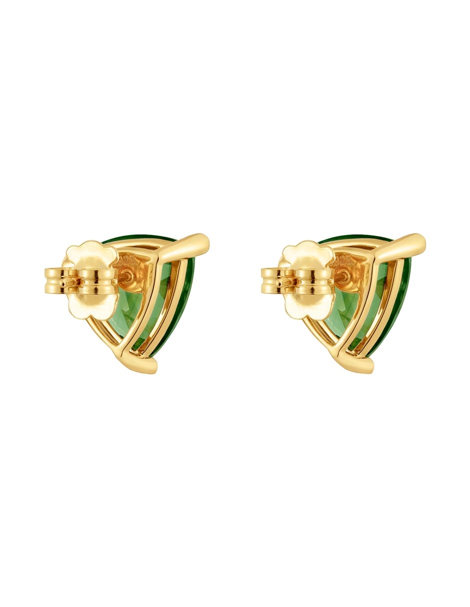 Aretes triangulares de plata P 925 con acabado baño de oro espinela 3