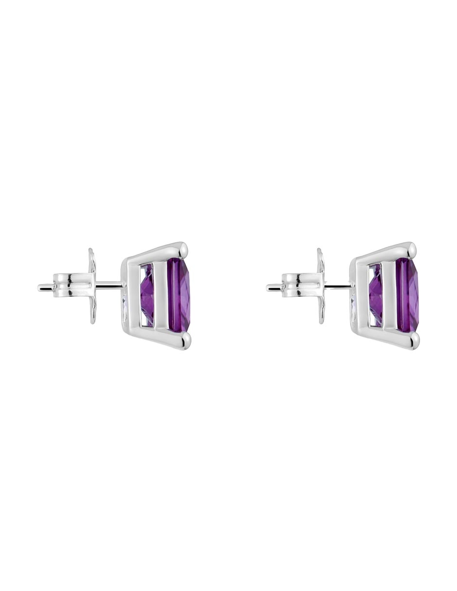 Aretes cuadrados de plata P 925 con acabado brillante zafiro 2