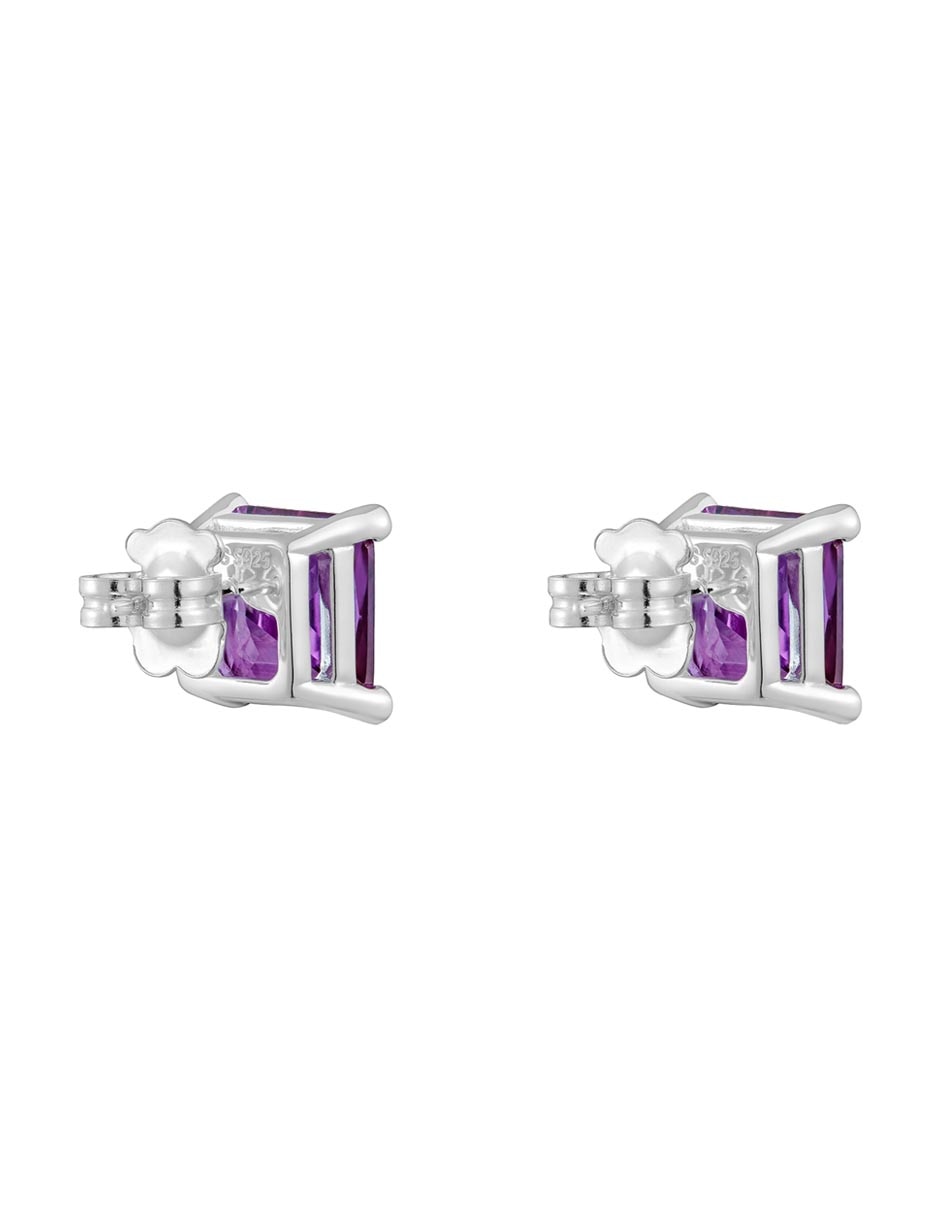 Aretes cuadrados de plata P 925 con acabado brillante zafiro 3