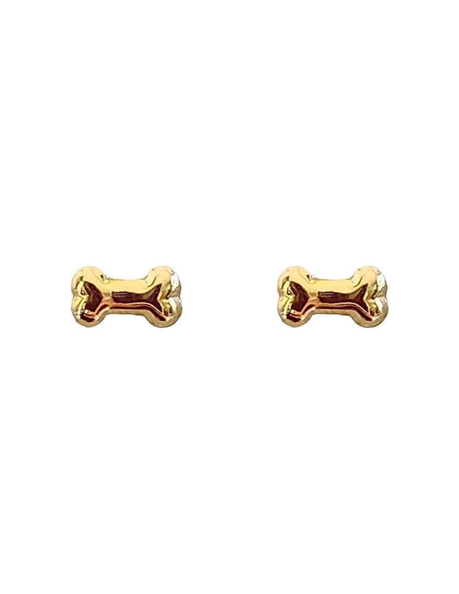 Broqueles de hueso Perros y gatos de oro amarillo con acabado brillante