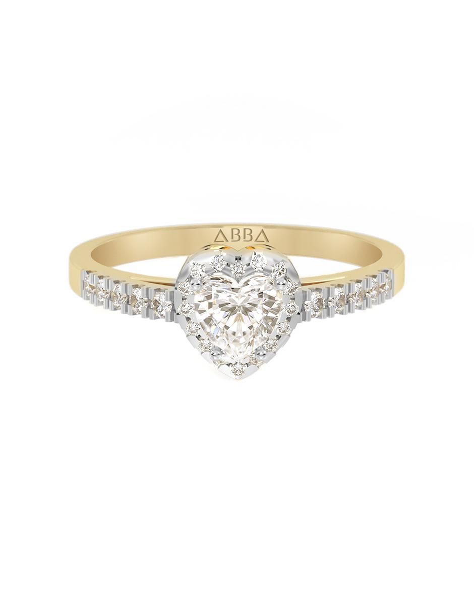 Anillo de compromiso de oro 10 K zirconia