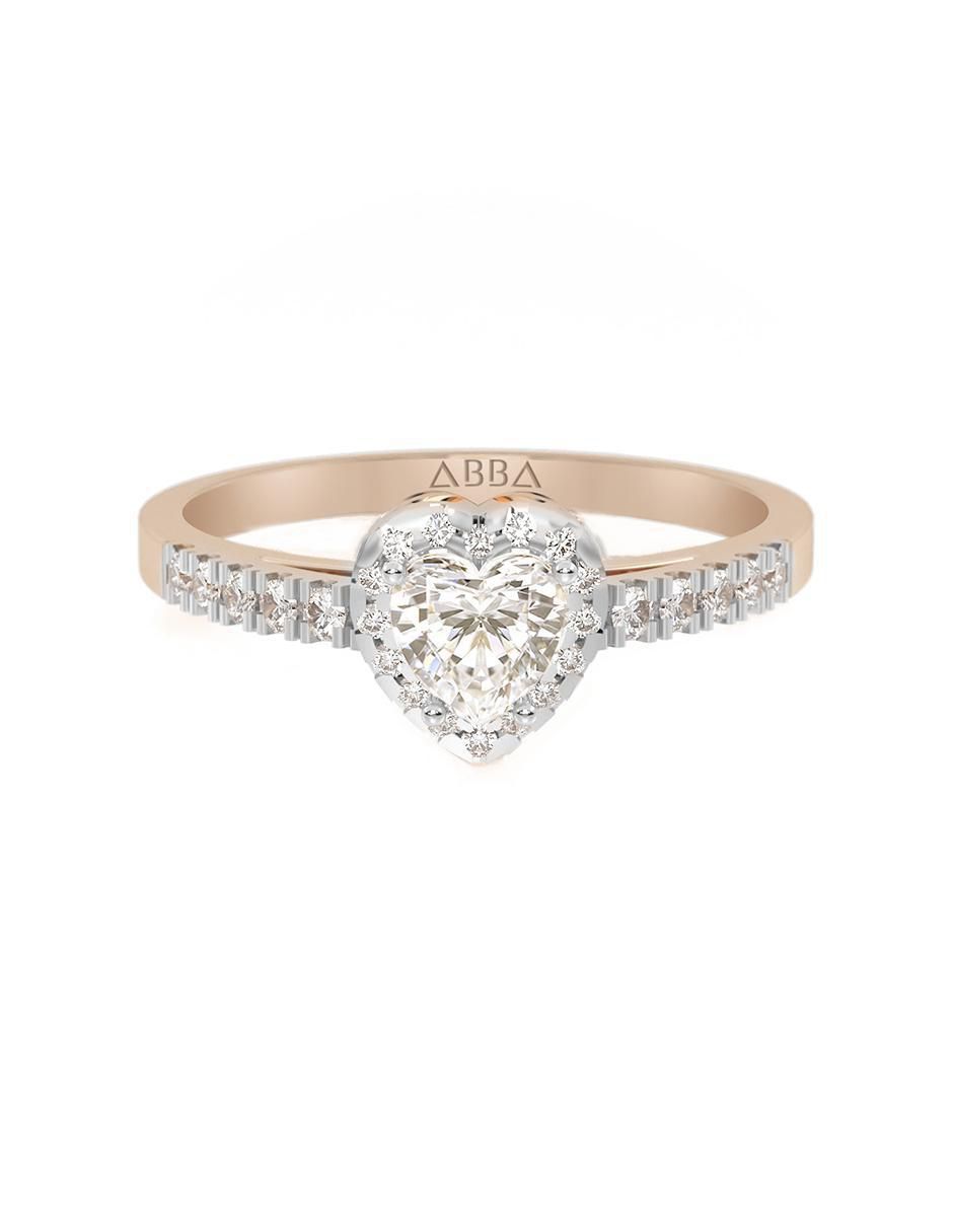 Anillo de compromiso de oro 14 K zirconia
