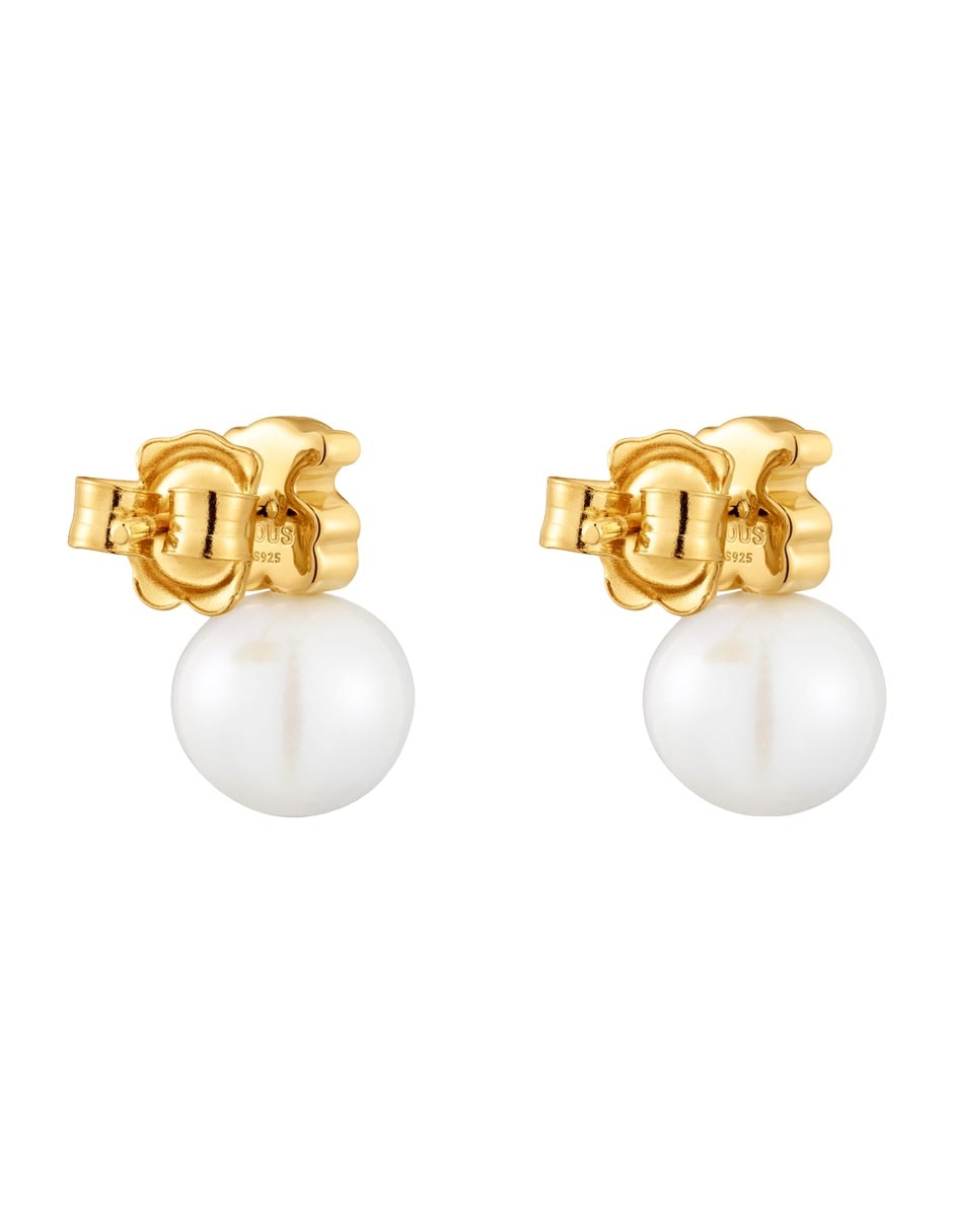 Aretes de oso Sweet Dolls de plata P 925 con acabado baño de oro perla 3