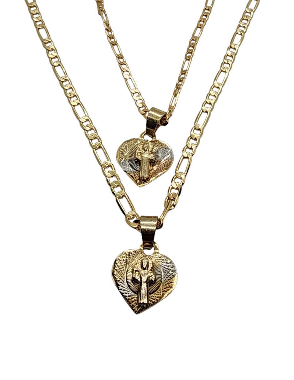 Collar y pulsera de corazón Religioso San Benito Collar y pulsera de corazón Religioso San Benito