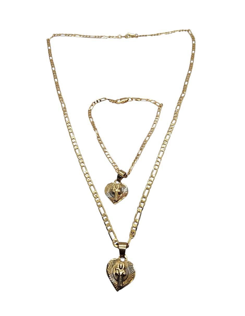Collar y pulsera de corazón Religioso San Benito 2