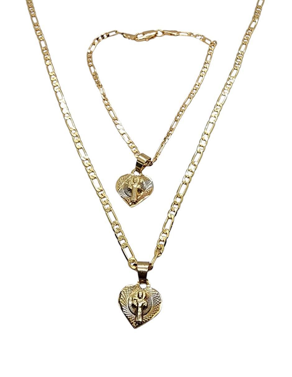 Collar y pulsera de corazón Religioso San Benito 4