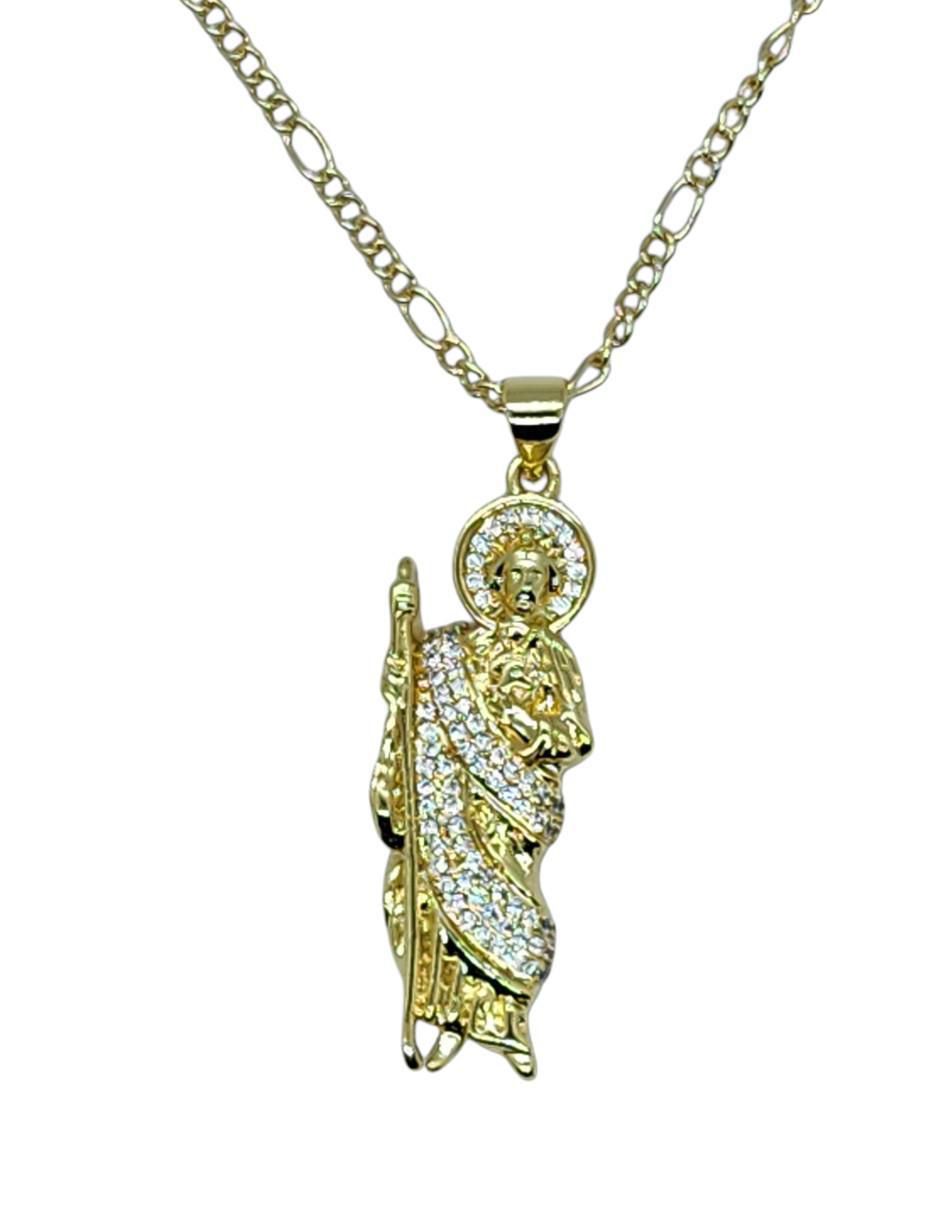 Collar con dije san judas tadeo Santos de oro laminado 14 K Collar con dije san judas tadeo Santos de oro laminado 14 K