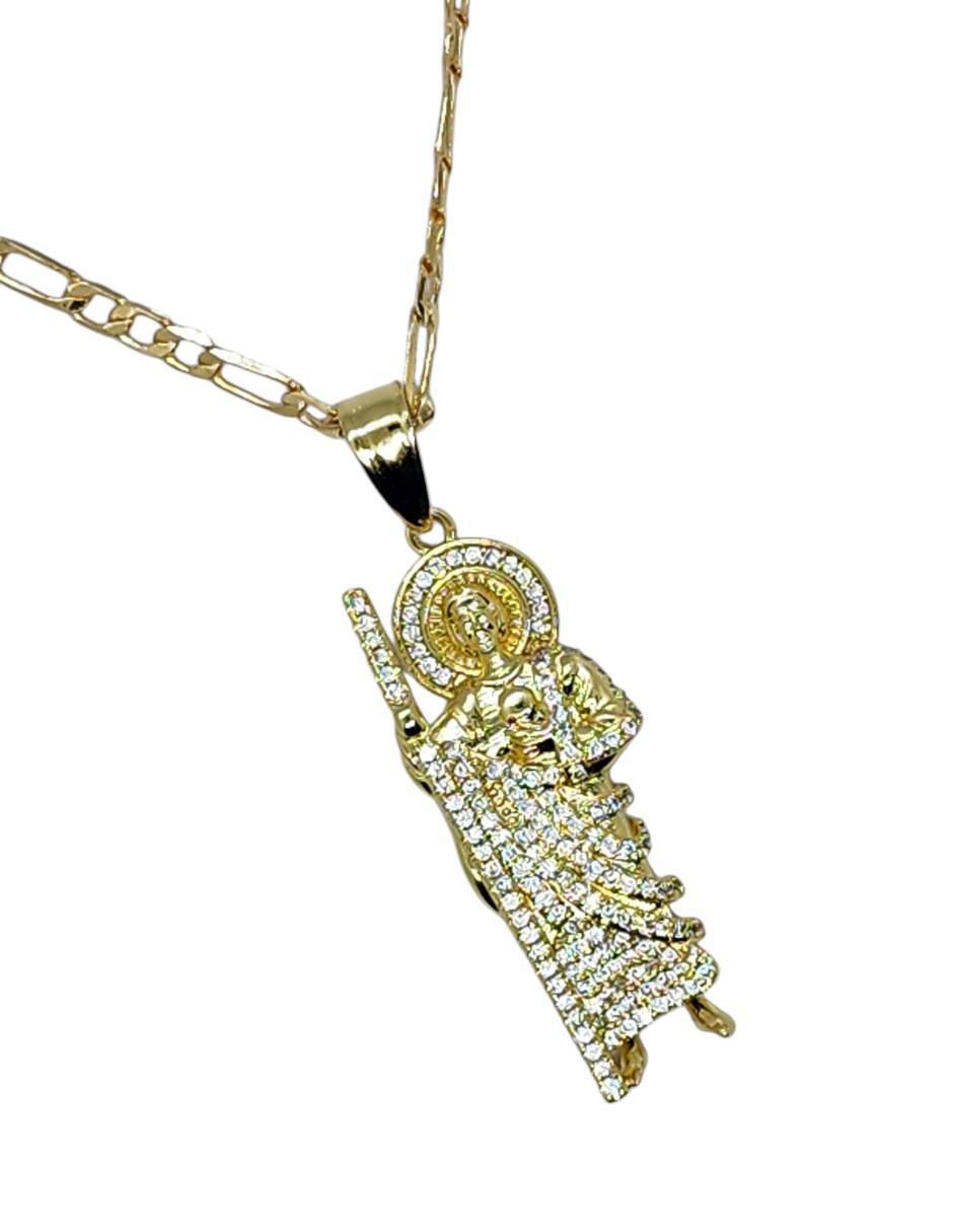 Collar con dije san judas tadeo de oro laminado 14 K 4