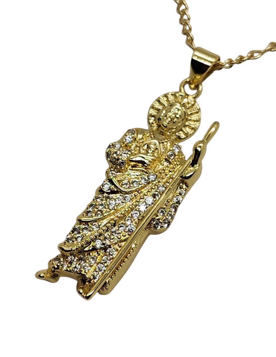 Collar con dije san judas tadeo Santos de oro laminado 14 K 4