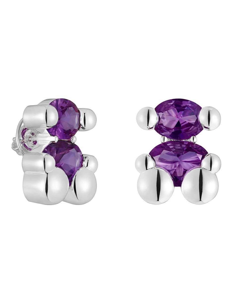 Aretes de oso de plata P 925 con acabado brillante zafiro