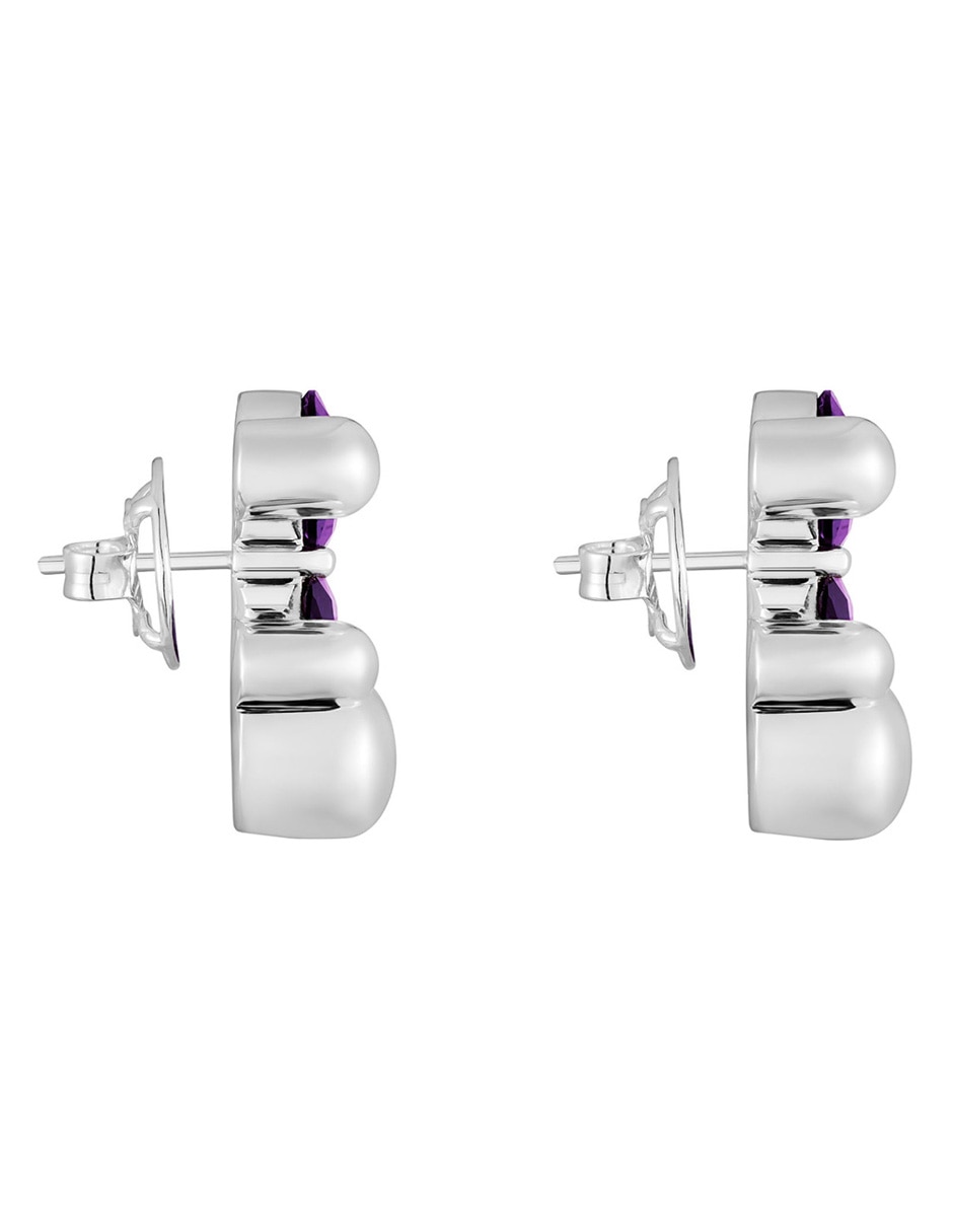 Aretes de oso de plata P 925 con acabado brillante zafiro 2