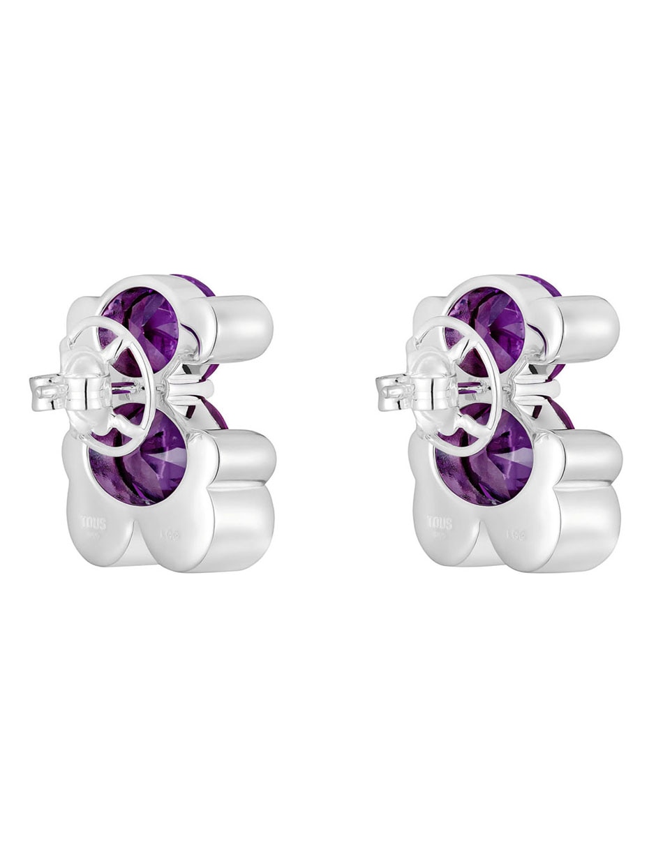 Aretes de oso de plata P 925 con acabado brillante zafiro 3