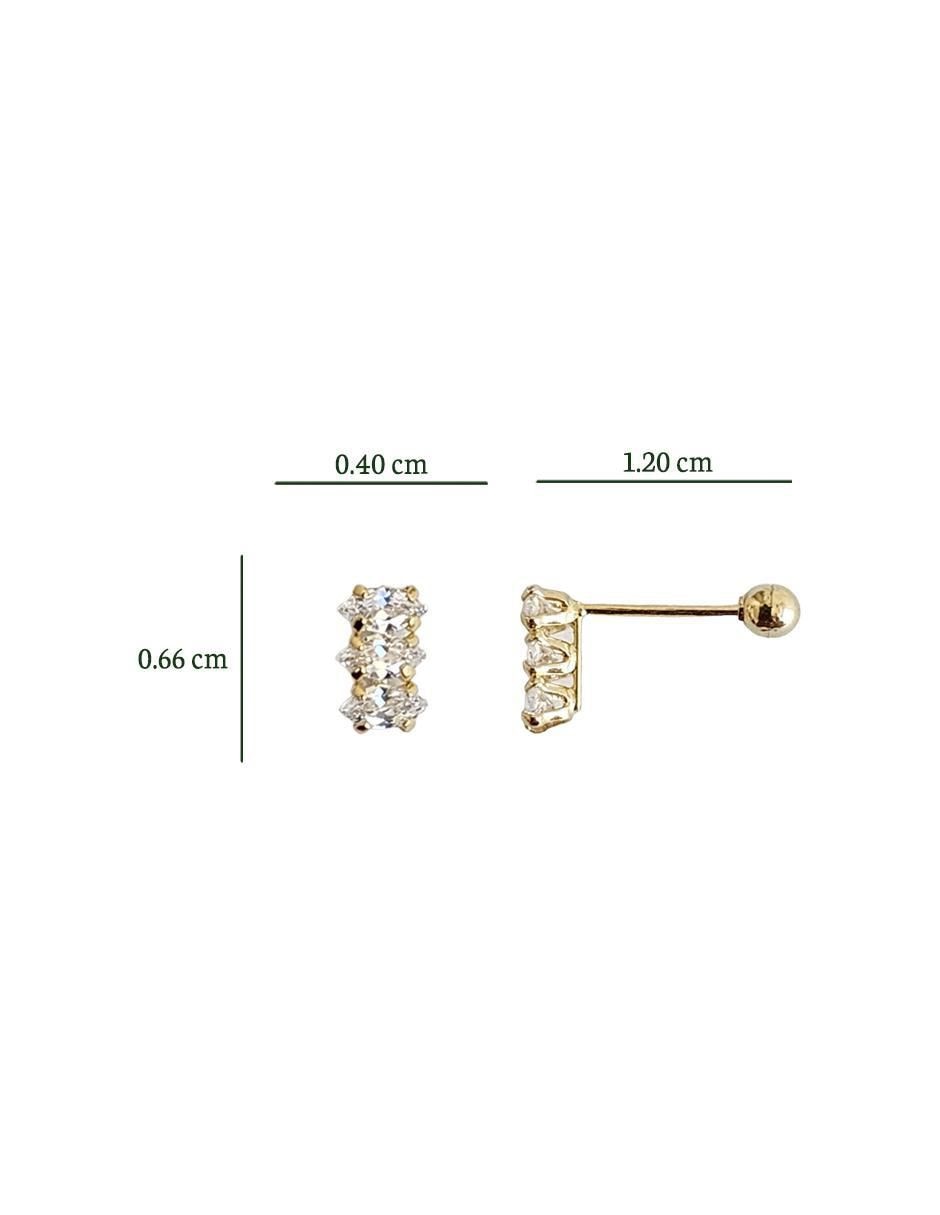 Broqueles ovalados Estrella de oro amarillo con acabado pavé zirconia 4