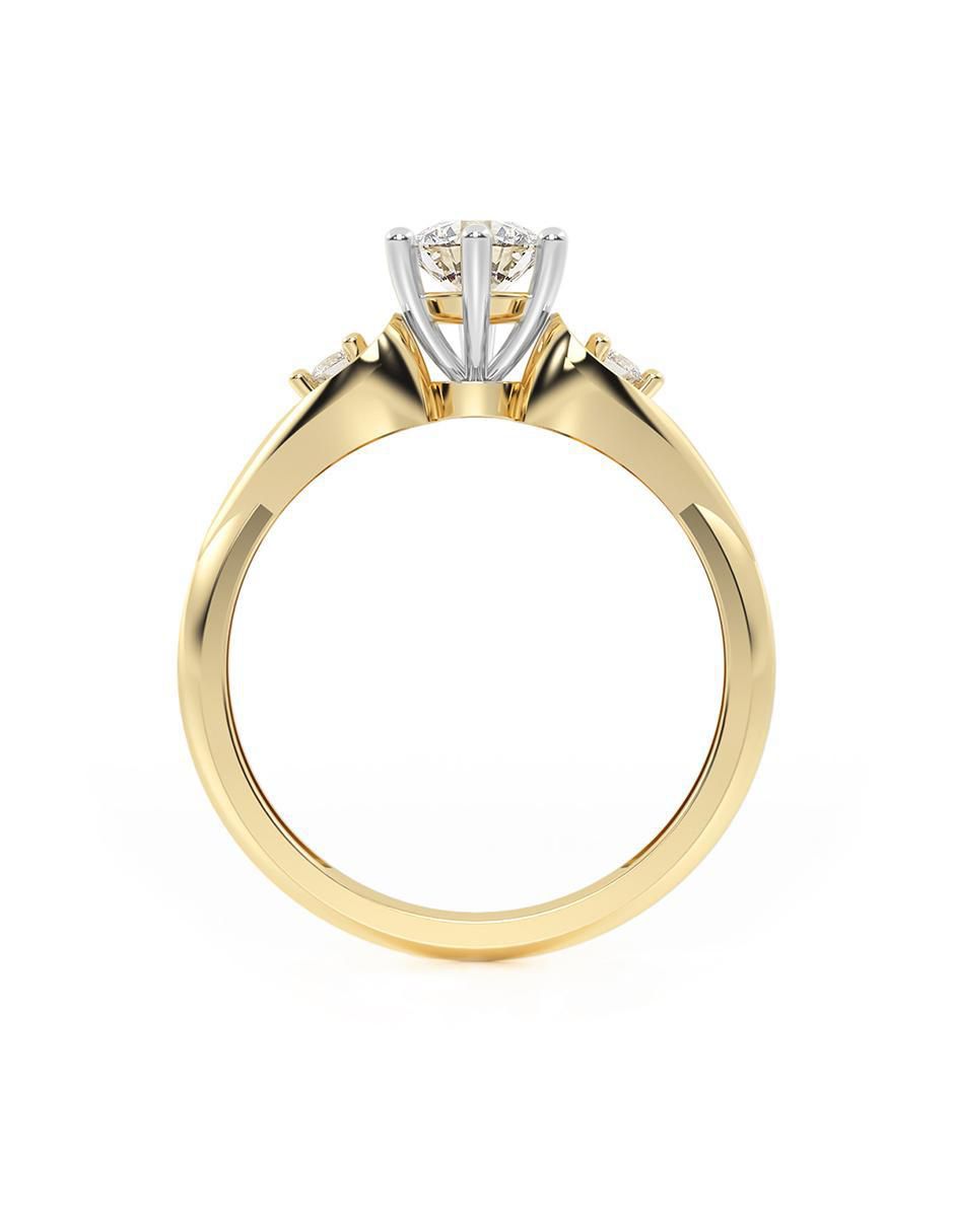 Anillo de compromiso de oro 10 K Abba Joyas zirconia