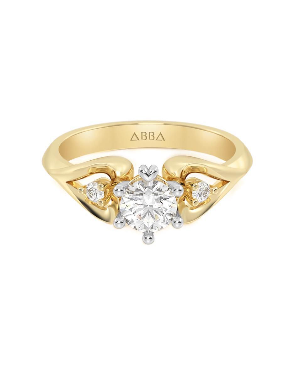 Anillo de compromiso de oro 10 K zirconia