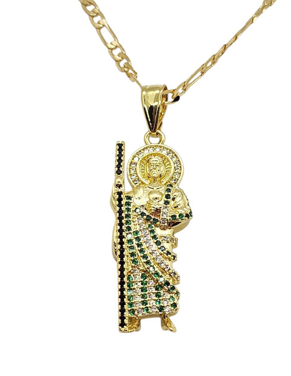 Collar con dije san judas tadeo de oro laminado 14 K Collar con dije san judas tadeo de oro laminado 14 K