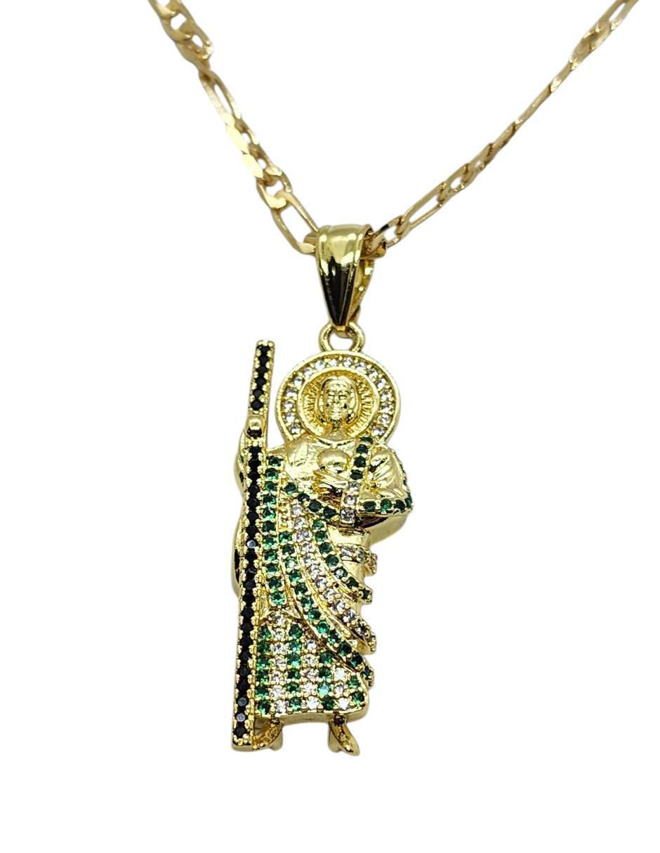 Collar con dije san judas tadeo de oro laminado 14 K 3
