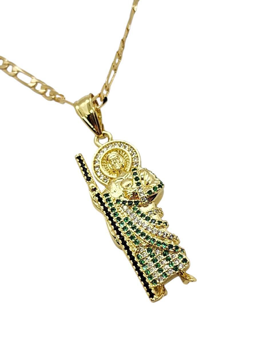Collar con dije san judas tadeo de oro laminado 14 K 5