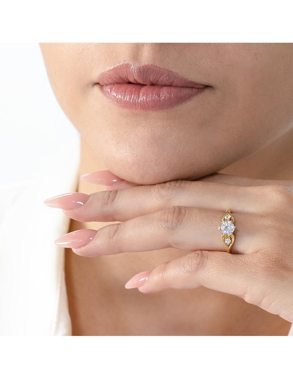 Anillo de compromiso "de" oro 14 k abba joyas no aplica zirconia