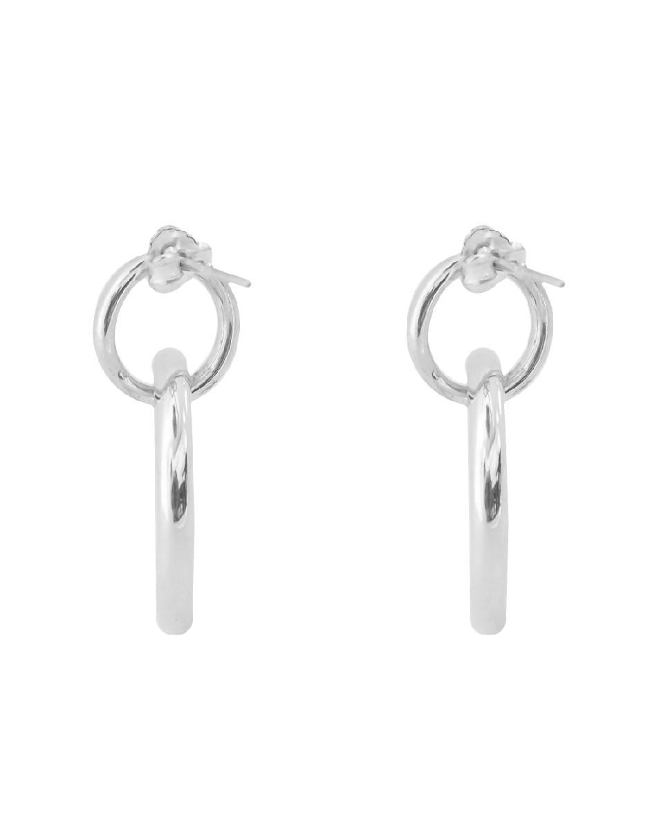 Aretes circulares de plata P 925 con acabado brillante 2