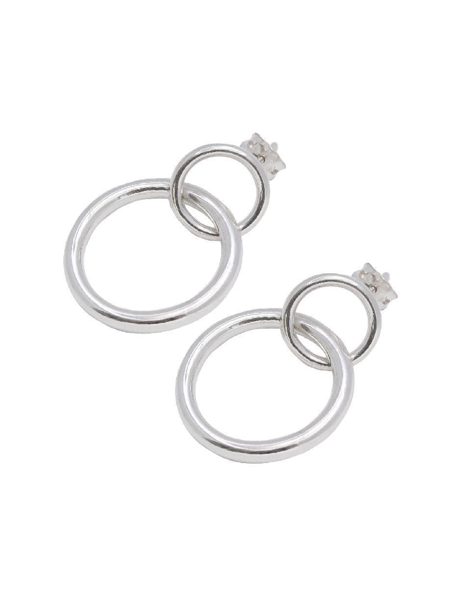 Aretes circulares de plata P 925 con acabado brillante 3