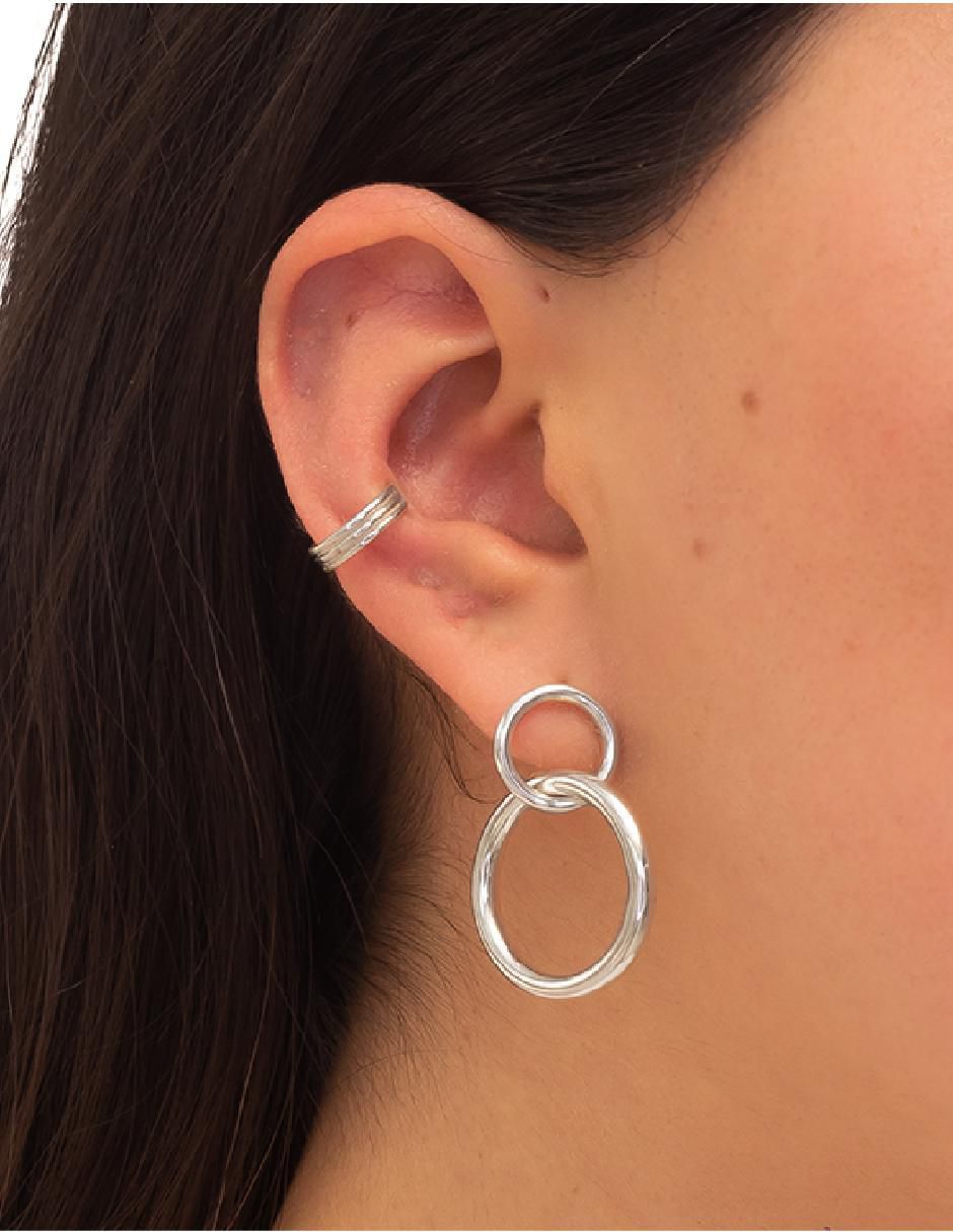 Aretes circulares de plata P 925 con acabado brillante 4