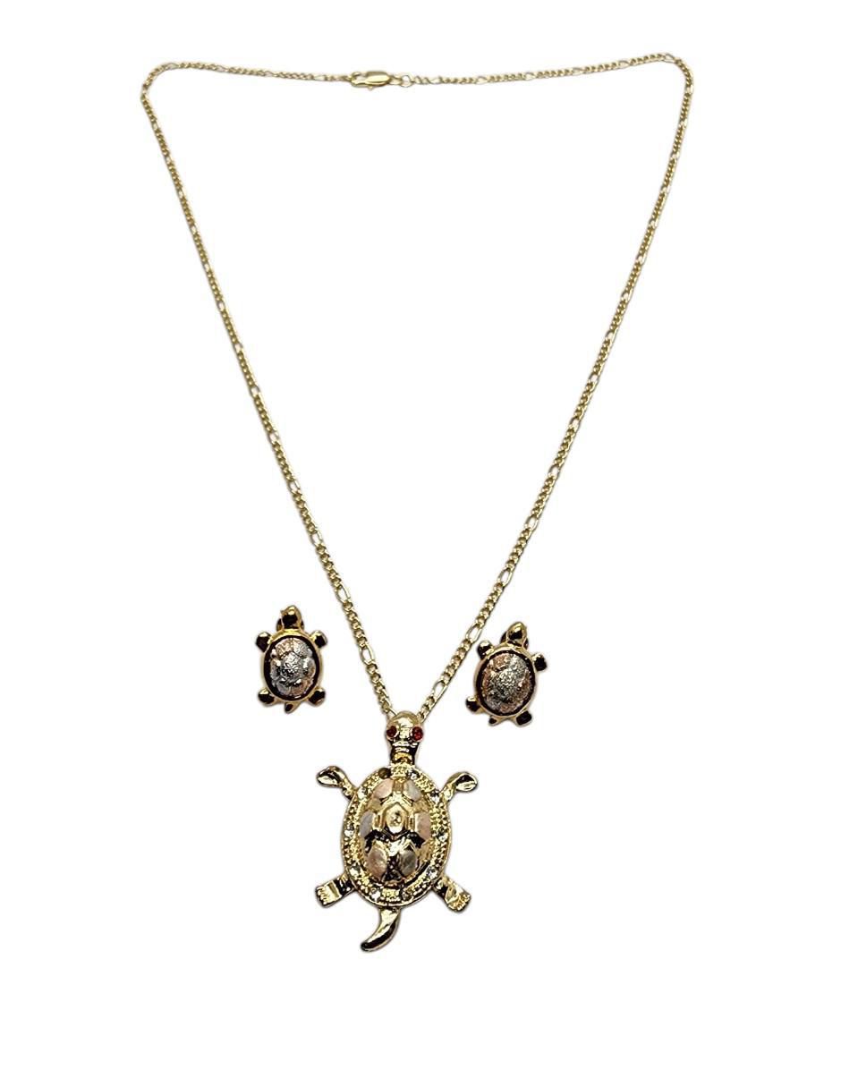 Aretes y collar de tortuga reptiles zirconia 4