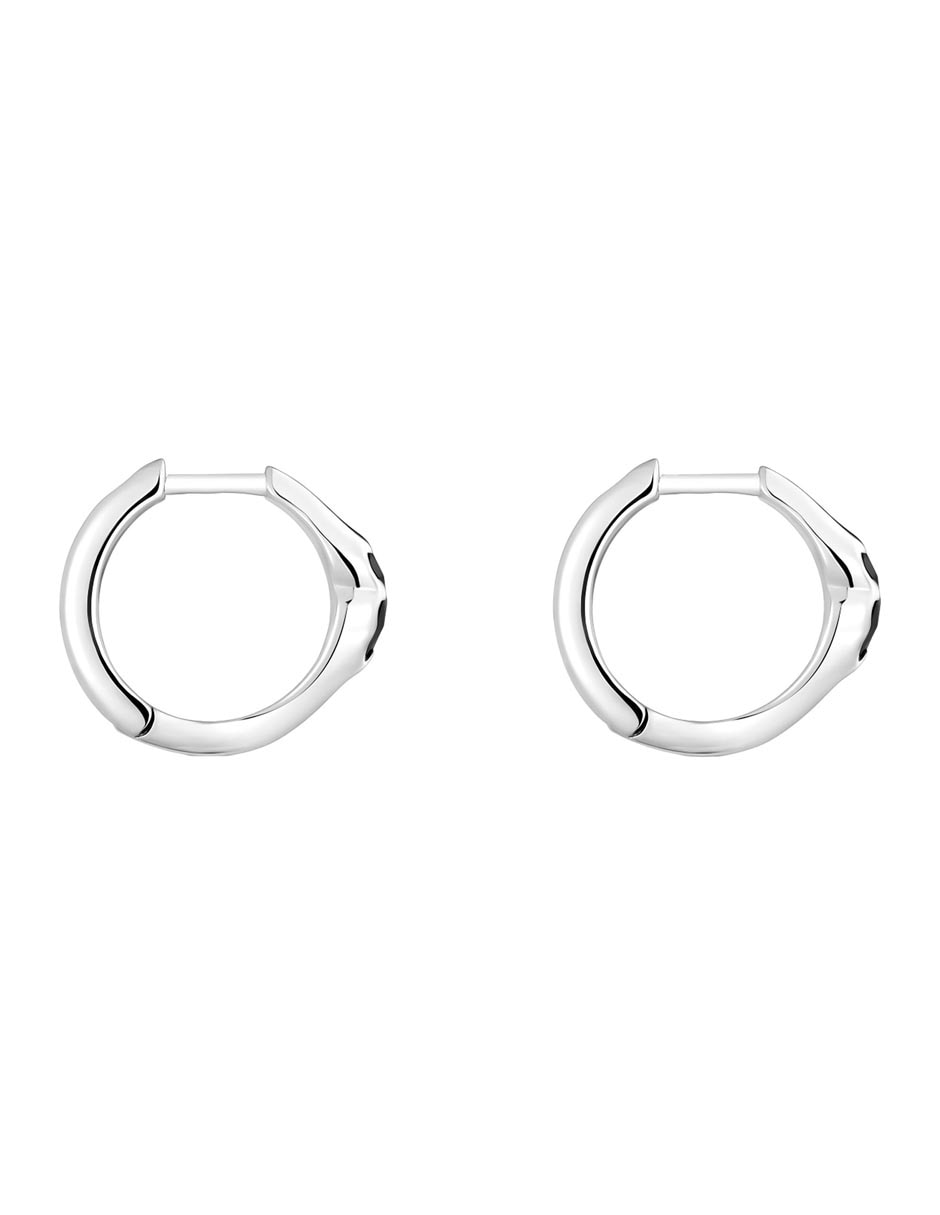 Aretes de aro de oso de plata P 925 con acabado brillante ónix 2